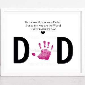 Für die Welt bist du ein Vater-Zitat, Vatertags-Handwerk, Papa-Handabdruck-Kunst, Baby-Kleinkind-Kind-Handwerk, Tochter, Geschenk für Söhne.