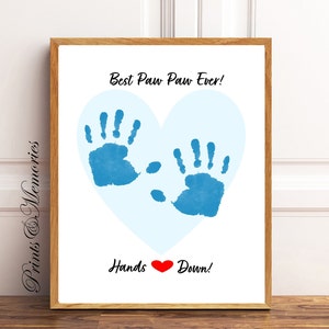 La meilleure patte Paw Paw de tous les temps, cadeau de petit-enfant pour Paw Paw, cadeau fête des pères/anniversaire, souvenir d'art empreinte de main, carte d'art empreinte de main DIY.