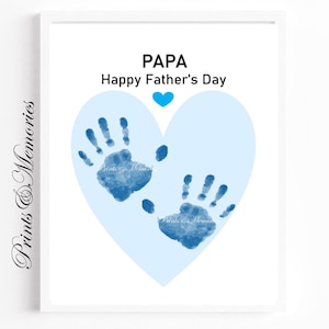 Regalo para papá, Feliz Día del Padre, arte con huella de mano de papá, regalo de nieto, manualidad para bebé niño pequeño, huella de mano DIY.