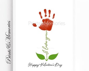 Valentinstag Blumen Handabdruck Kunst: DIY Kleinkind Geschenk (Digitaler Download)