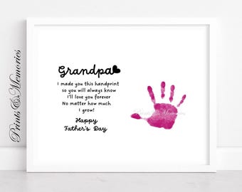 Father's Day gift for Grandpa, DIY art card, Grandpa Handprint art Poem, Baby toddler kid craft, granddaughter, grandson gift, Printable.