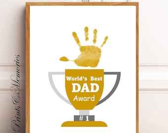World's Best Dad, Trophy Handprint art, Father's Day craft,  Number one dad award.