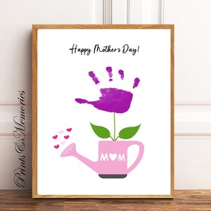 Mother&#39;s Day Handprint art, Gift for Mom from daughter, DIY Handprint art, baby toddler kid craft, Mother&#39;s Day craft, Flower Handprint art.