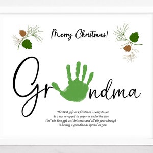 おばあちゃんへのクリスマスプレゼント、クリスマスクラフトの手形の詩、DIY カードの思い出の品、赤ちゃん幼児向けクラフト。