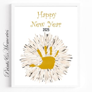 Neujahr Handabdruck Kunst 2025: DIY Andenken Vorlage (Digitaler Download)