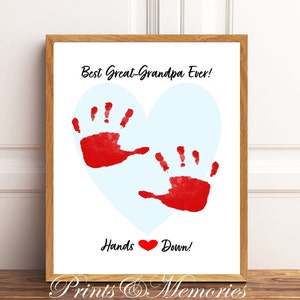 Bestes Ur-Opa Geschenk, Vatertag Handabdruck Kunst, Bester Ur-Opa aller Zeiten, Hands Down druckbare Vorlage, Baby Kleinkind Kind Andenken. DIY