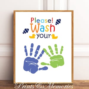 Digital File,Wash your hands sign, Bathroom decor, Kids room sign, Kids Bathroom sign, Colorful Wall Hangings, 8x10, Instant Download