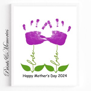 Mother's Day craft, Flower Handprint art, Baby toddler kid craft, child/children gift, DIY Handprint art, Daycare/ Preschool activity, 2025