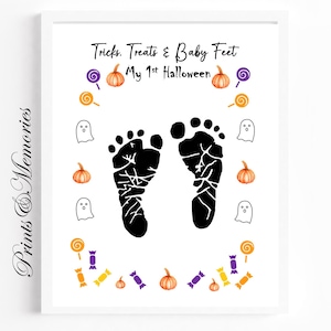Baby Footprint, Halloween Footprint craft Keepsake, Baby First Halloween, Printable Template.