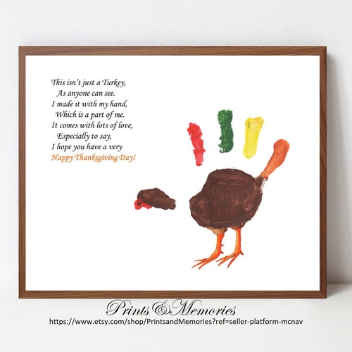 Turkey Handprint Thanksgiving Craft for Kids Happy - Etsy