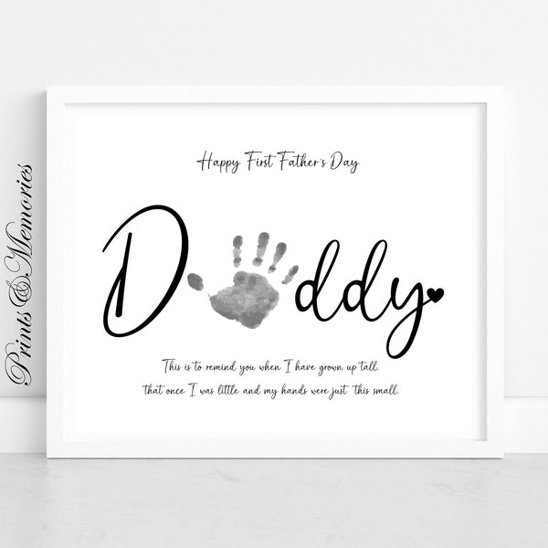 Happy First  Father's Day, Dad gift, Handprint art keepsake, gift from baby , Printable Father's Day Template. DIY Handprint art.