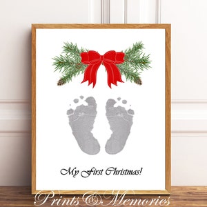 Baby&#39;s First Christmas Footprint Art Print: DIY Keepsake (Digital Download)