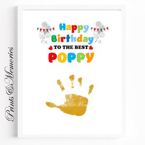 Geburtstagsgeschenk für Poppy, Geburtstagskarte für Poppy, Handabdruck Kunst, Geschenk von Enkelkind / Kindern, Enkel, Enkelin Geschenk, Best Poppy Printable