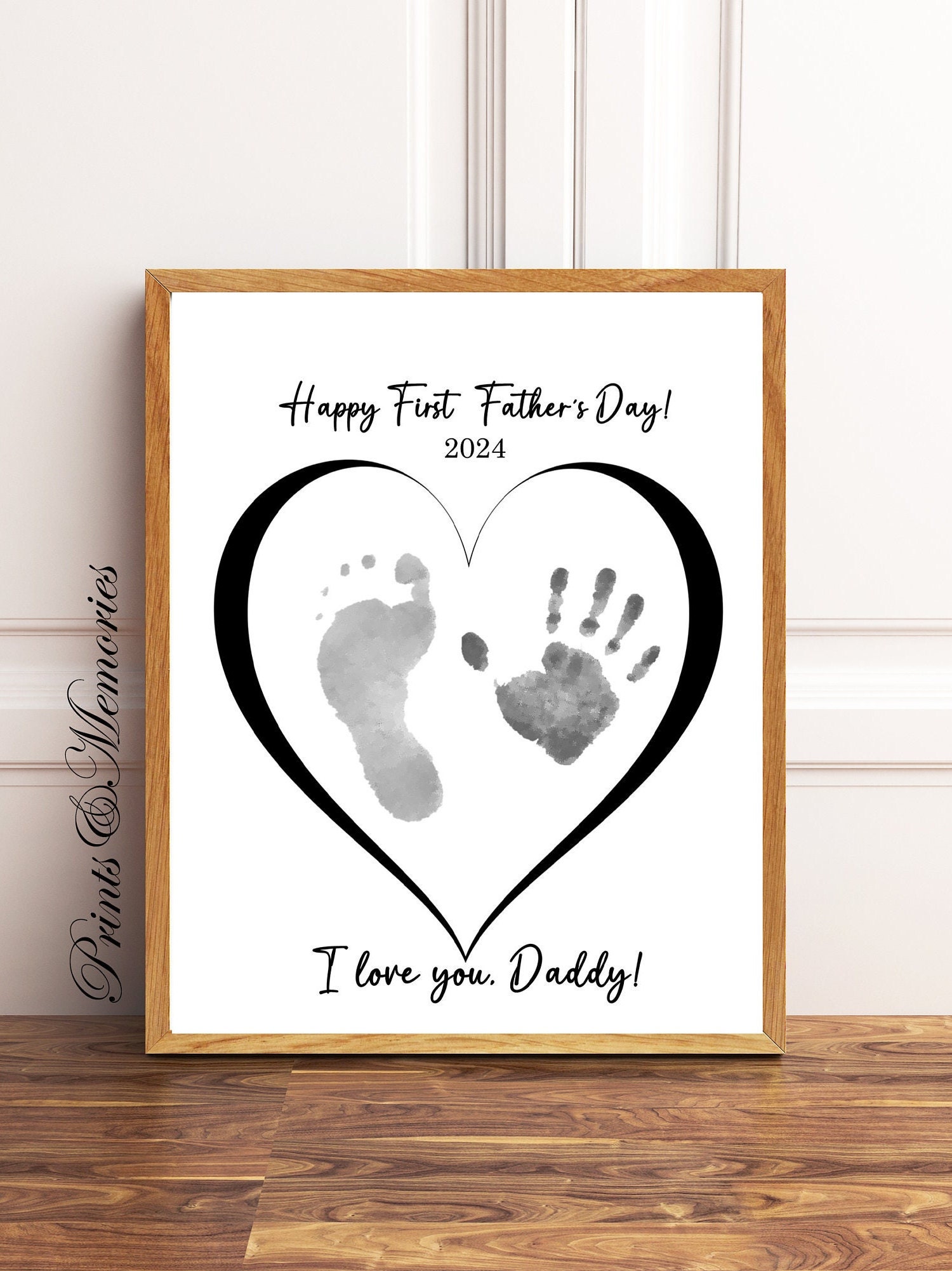 Happy First Father s Day 2024 Baby Footprint Keepsake First Father s Day Gift From Baby Printable Handprint Footprint Template. Etsy