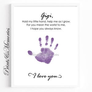 Gigi Handabdruck-Gedicht, Muttertagsgeschenk für Baby-Kleinkindkind, Handabdruckkunst-Andenken. DIY Kunstkarte, Enkel Geschenk für Gigi.