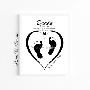 Gift for Daddy, Father's Day craft, Footprint art, Happy Father's Day Printable, Tips and Toes Footprint craft. DIY. Dad gift from baby.
