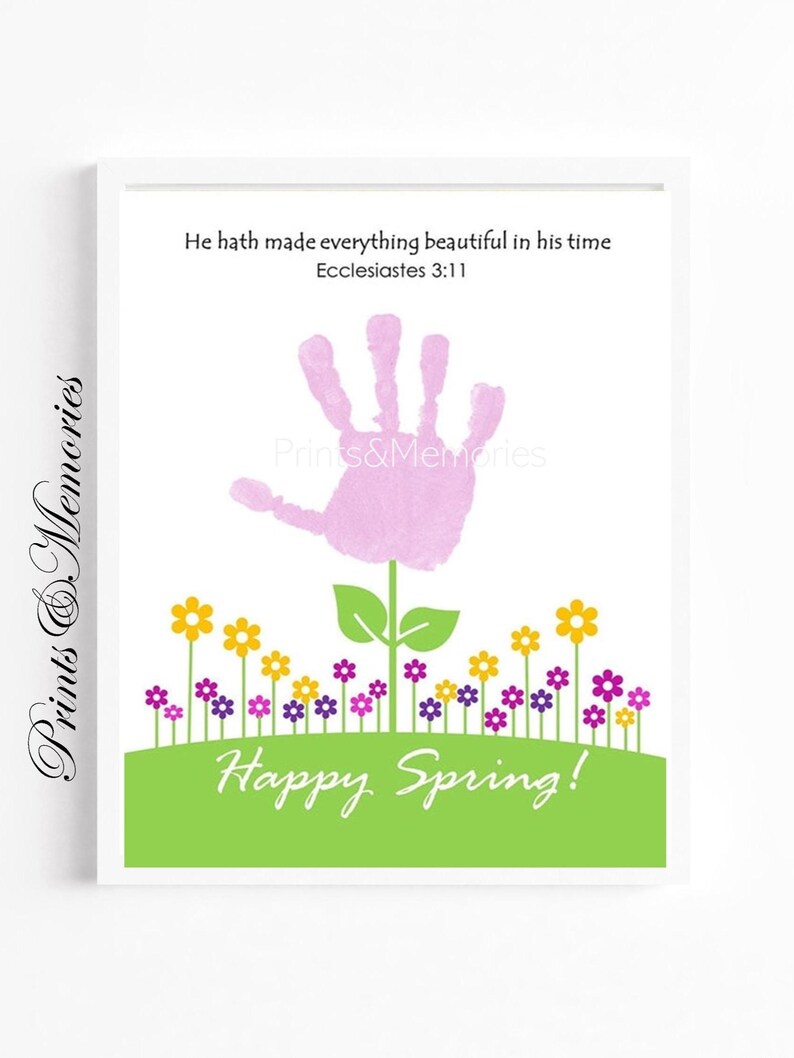 Ecclesiastes 3:11, He hath made everything beautiful in his time, Handprint wall art, Spring craft for kids, Christian Sunday school craft. image 1