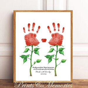 Flower Handprint art, The Flowers that bloom tomorrow qoute, Birthday/Teacher/Mother's Day gift, DIY Handprint art, Preschool craft.