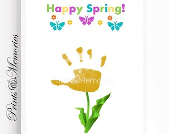 30-Piece Spring Flower Handprint Craft Kit - DIY Greeting Cards With 3 Large Ink Pads