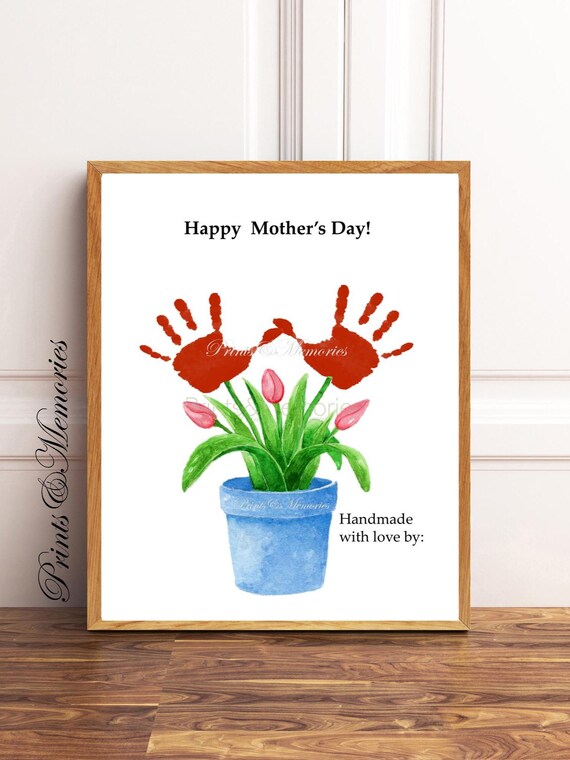 Mother's Day Craft Flower Handprint Art for Kids, Gift for Grandma