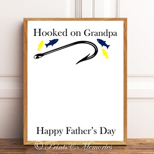 Hooked on Grandpa Printables,Happy Father's Day, Father's Day Gift, Gift for grandpa, Handprints, Diy Handprints, INSTANT DOWNLOAD. image 2