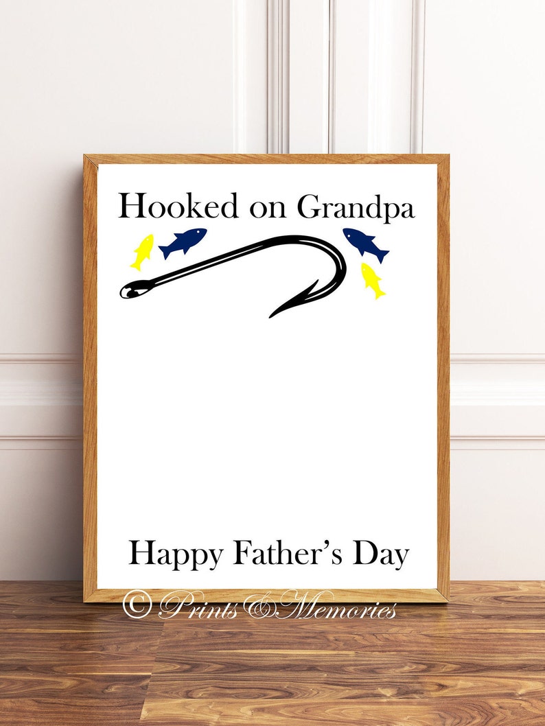 Hooked on Grandpa Printables,Happy Father's Day, Father's Day Gift, Gift for grandpa, Handprints, Diy Handprints, INSTANT DOWNLOAD. image 2