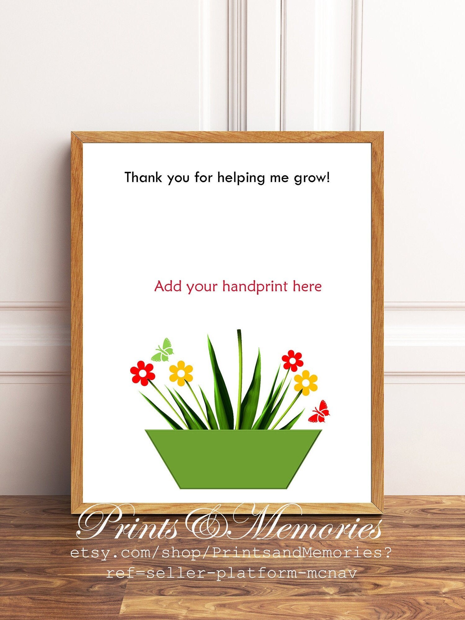 Flower Handprint Art, Teacher Gift, Mother's Day Keepsake (digital