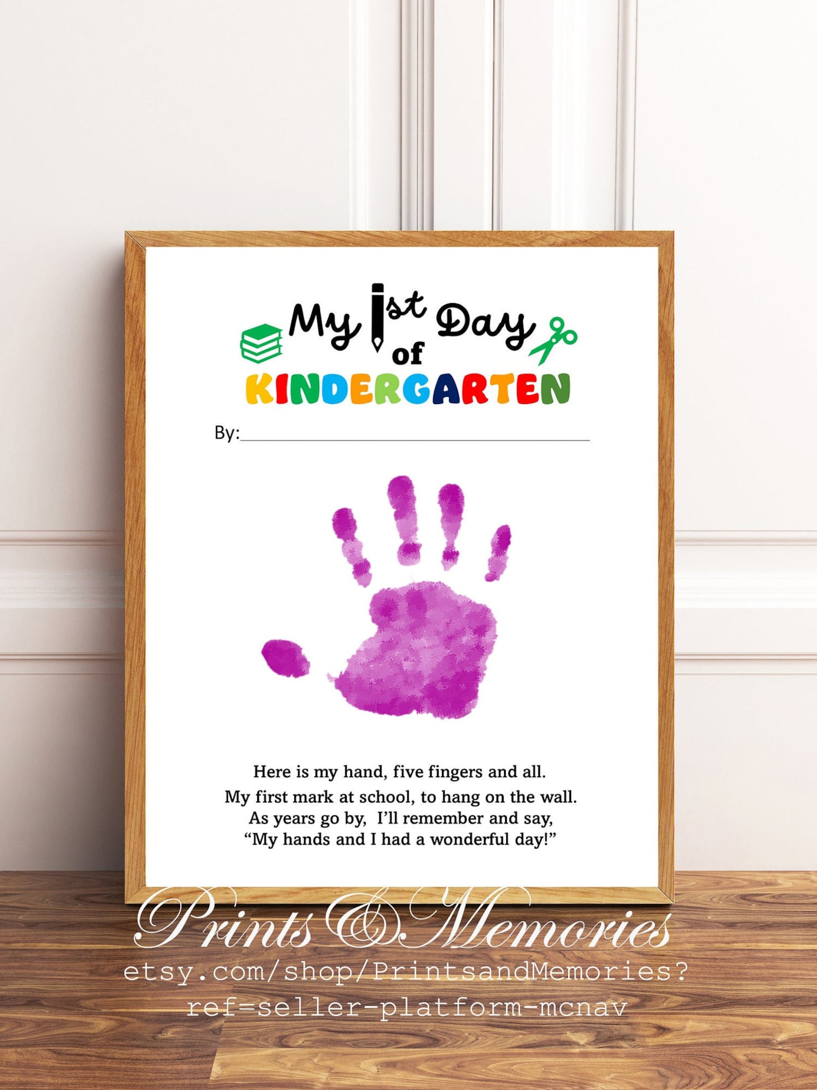My First Day of Kindergarten Poem Handprint Art First Day of Etsy
