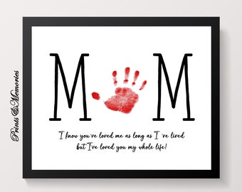 Mom Poem, gift for Mom, Handprint art, Mother's Day/Birthday gift/DIY card gift, Handprint craft. Baby toddler kid craft keepsake.