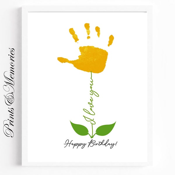 Flower Handprint art, Happy Birthday Craft, DIY art card, Baby toddler kid craft, Birthday day gift for mom, aunt, teacher,etc.
