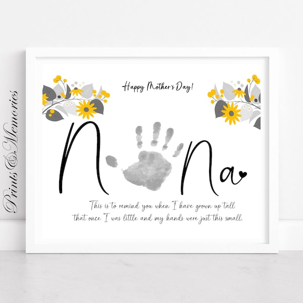 Mother's Day gift for Nana, Handprint art Poem, grandchild gift, Baby toddler keepsake, Nana Handprint craft.