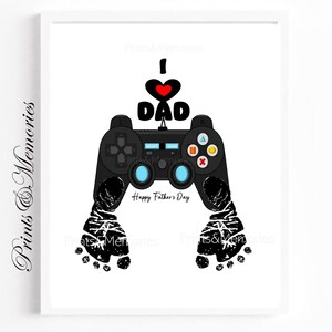 Presente para pai gamer, arte com pegada de controle, presente para o dia dos pais, lembrança de pegada, artesanato para o dia dos pais para crianças, cartão faça você mesmo, eu amo o papai