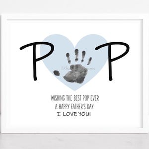 Father's Day gift for Pop, Handprint art. Father's Day craft, gift from grandchild, Pop Handprint art, Grandson, granddaughter gift.  DIY