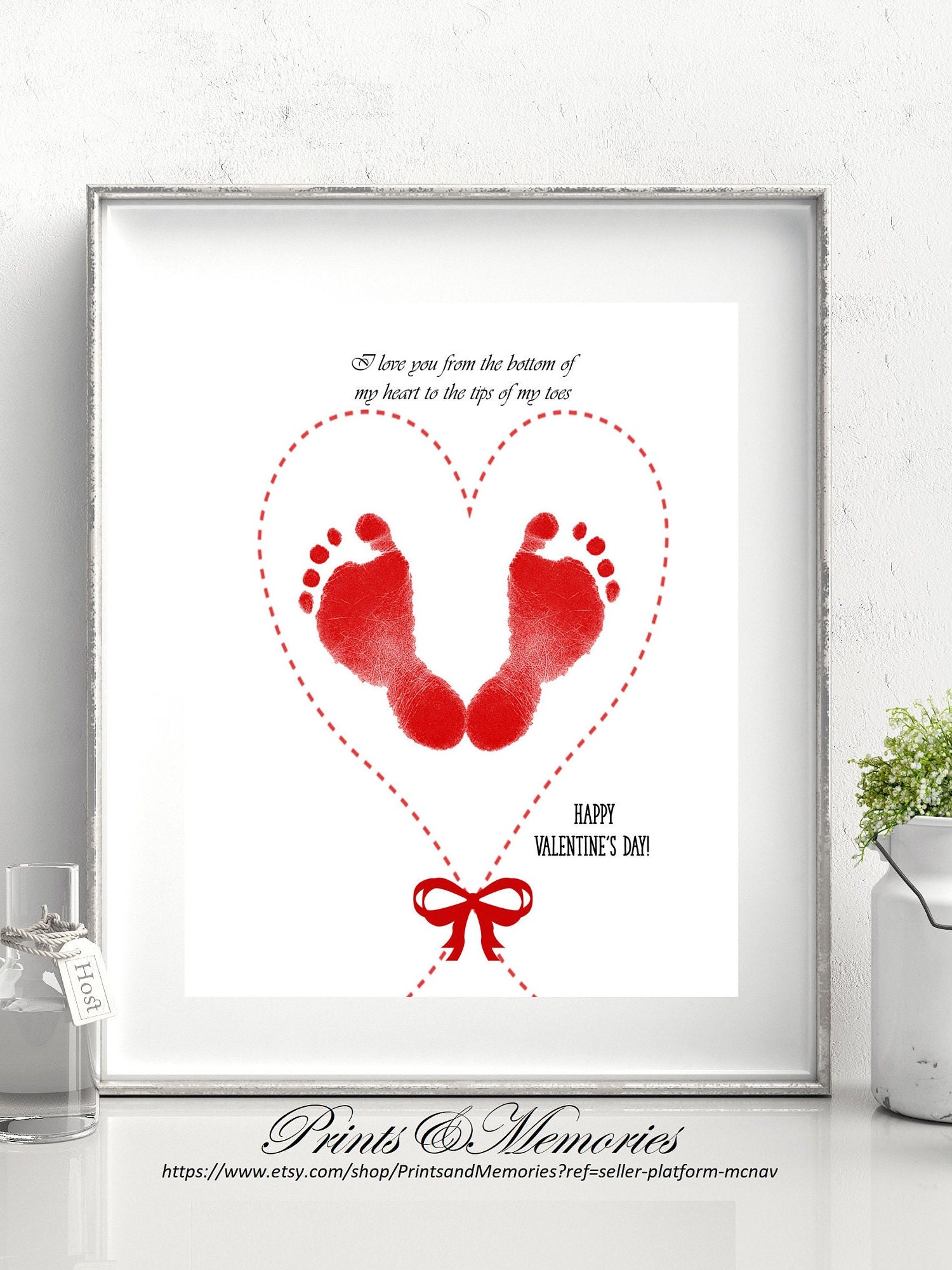 Valentine's Day Gift for New Mom Baby's First Valentine's Mom Baby  Footprint Heart Art Print DIY Gift From Baby to Mom (Instant Download) 