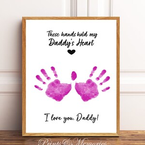 Gift for Dad from kid, Baby, Toddler Handprint, Father&#39;s Day/Birthday gift, Printable Handprint Template, Handprint Qoute, DIY Handprint