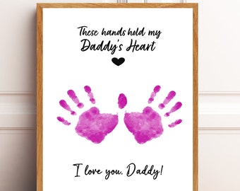 Gift for Dad from kid, Baby, Toddler Handprint, Father's Day/Birthday gift, Printable Handprint Template, Handprint Qoute, DIY Handprint