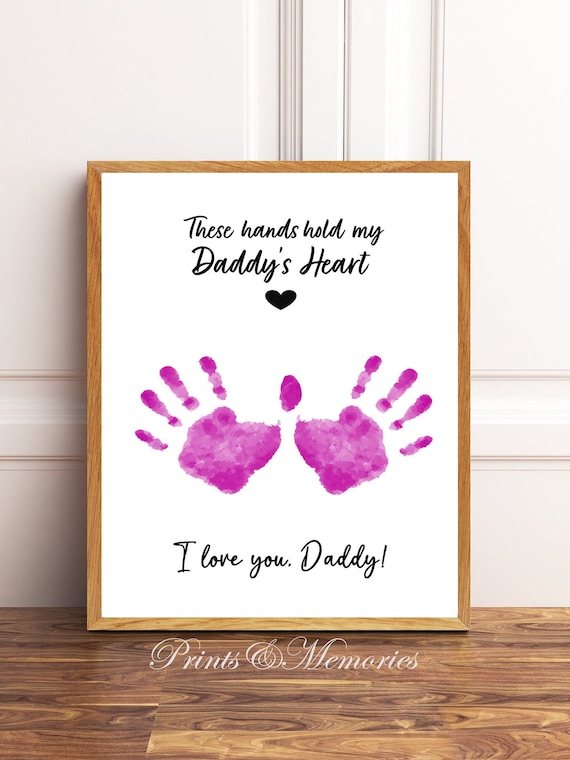 DIY Familien Handabdruck Geschenk Für Papa - Holz Rahmen 25x20cm Mit Farben