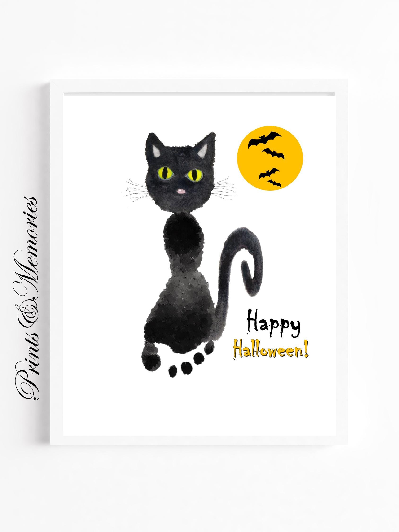 Halloween Cat Footprint Printable, Halloween craft for kids, Baby…