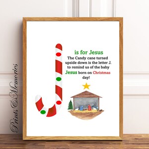 J wie Jesus, Zuckerstange Fingerabdruck, Christliches Weihnachtsbasteln für Kinder, DIY Kunstkarte, Sonntagsschulklasse Aktivität.