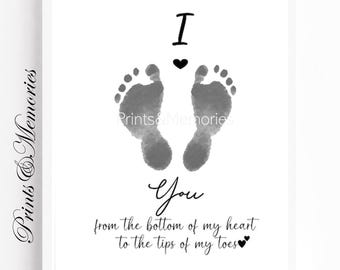Baby Footprint Art: I Love You Poem Keepsake (Digital Download, 8x10/8.5x11)
