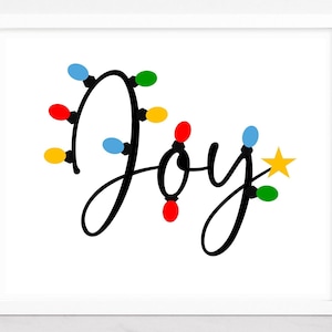 Manualidad navideña con huellas dactilares de Joy, manualidad para bebés y niños pequeños, guardería, preescolar, tarjeta de arte DIY, luces navideñas.