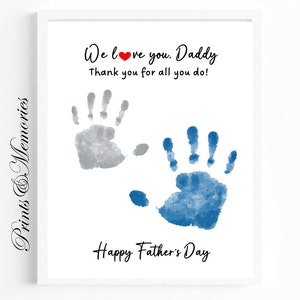 Vatertagsabdruck für Kinder, Handabdruck Kunst, Kunst Karte, Geschenk von Kinder, Wir lieben dich, Papa Handabdruck Basteln, druckbare Vorlage.