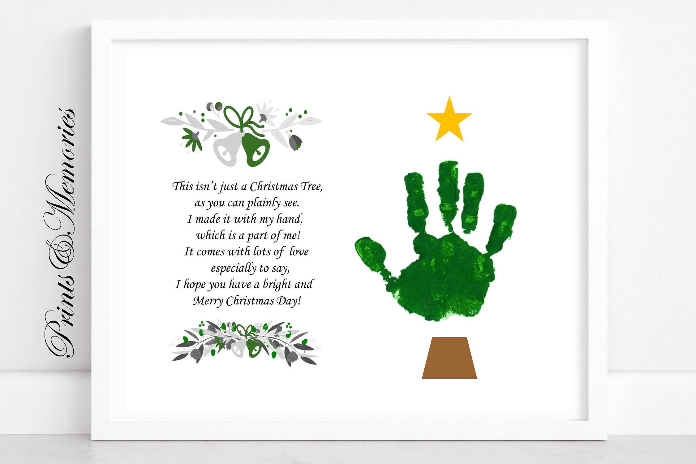 christmas tree handprint art: diy poem card (digital download
