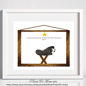 Luke 2:11, Nativity footprint art, Christmas footprint, baby/toddler/kid craft, Christmas wall art.