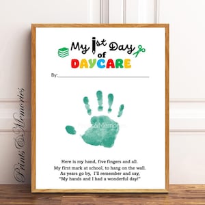 My First Day of Daycare Poem | Handprint Art Keepsake | Printable Template | Preschool Craft | Instant Download