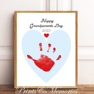 Regalo del día de los abuelos, manualidad del Día de los abuelos felices para niños, regalo para abuela, abuelo, tarjeta de bricolaje, arte con huellas de manos, actividad preescolar. 2023