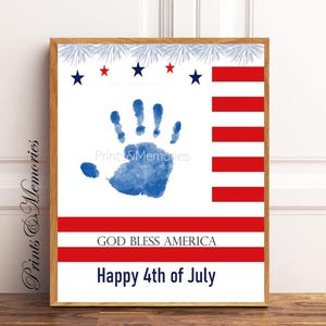 4th of July Handprint art American Flag, 4th of July craft, DIY Handprint, Printable. Baby toddler kid craft, Preschool/Daycare craft.