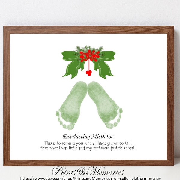 Everlasting Mistletoe Poem, Footprint Art, Mistletoe Footprint, Baby, toddler, craft, Keepsake, Christmas gift.