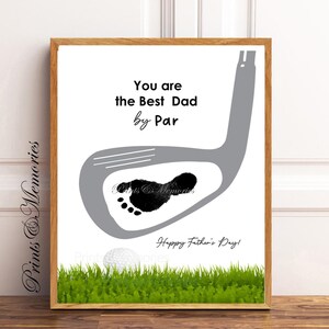 Beste vader/opa by Par, voetafdrukkunst golfclub, Vaderdagcadeau voor papa/opa, babyaandenken, afdrukbare doe-het-zelfkaart, voetafdrukkunst.