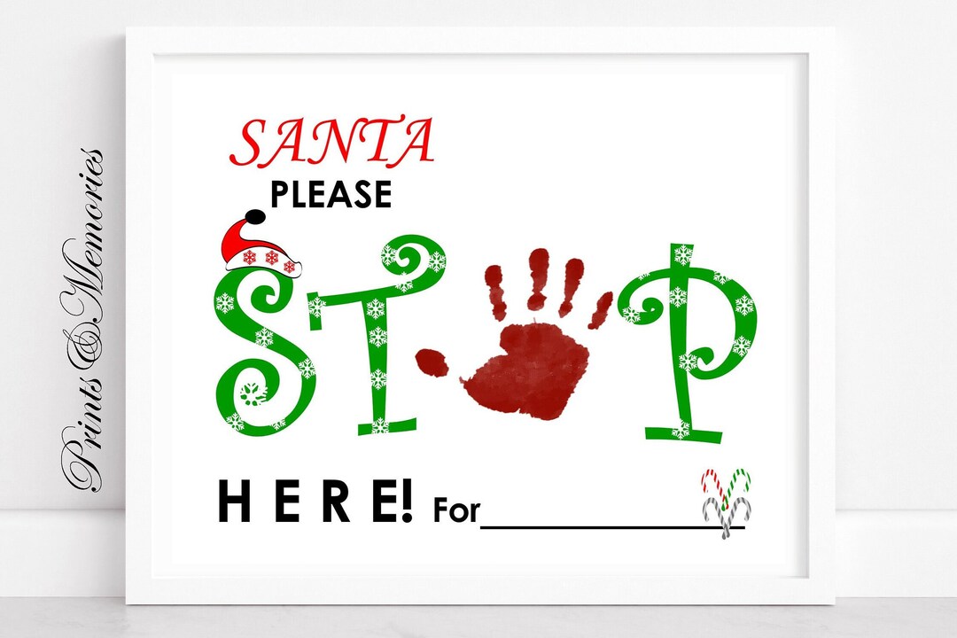 Santa Please Stop Here, Christmas Craft for Kids, Christmas/christmas Eve Activity, Handprint ...